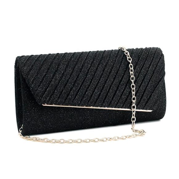 Pleated Shiny Glitter Clutch Handbag Evening Envelope Bag Purses XD - Picture 1 of 7